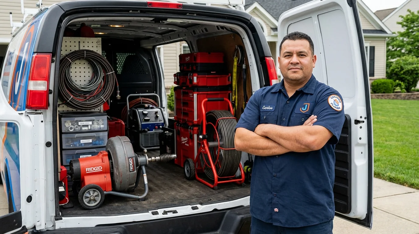 Professional drain cleaning equipment and Johns Plumbing LLC plumber in Kermit