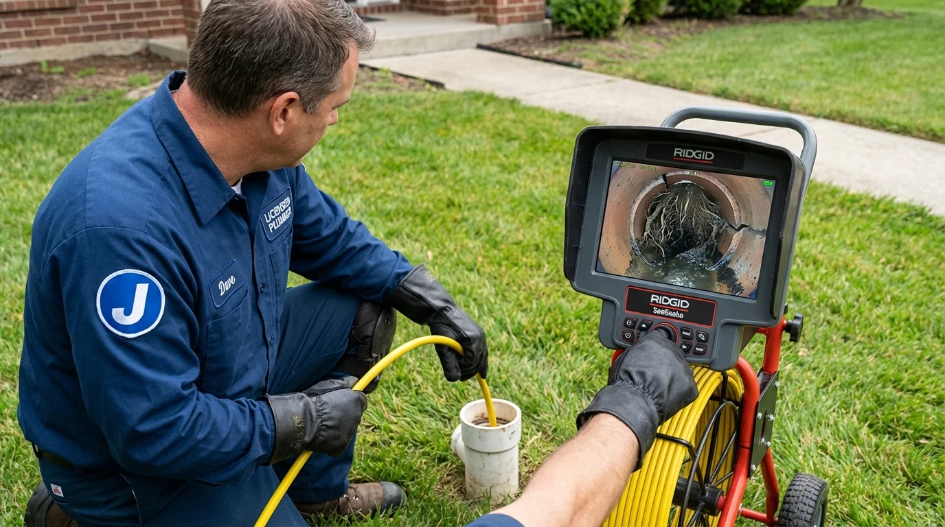Sewer camera inspection being performed by Johns Plumbing LLC in Kermit