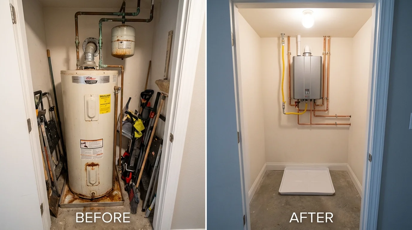 Tank water heater versus wall-mounted tankless unit comparison for Kermit, TX homeowners
